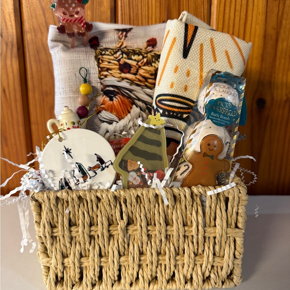 Festive Gift Basket with Assorted Items